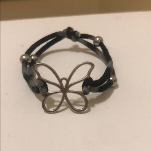 Butterfly Cord Bracelet in Black and Gray - , Women's Jewelry